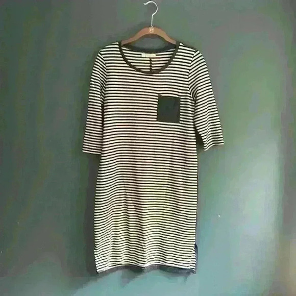 Hinge‎ navy blue and white striped, 3/4 sleeve, sweater dress women’s size XS - Picture 1 of 3